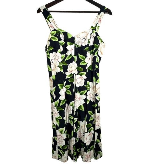 VTG Royal Creations Hawaiian Dress Small Navy & Peach Floral Beachy Sun Dress - Picture 1 of 6